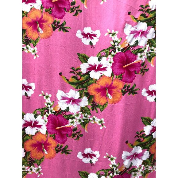Coco Beach Hawaii Hibiscus Print Sarong in Pink White Green Orange 72 - Picture 3 of 5